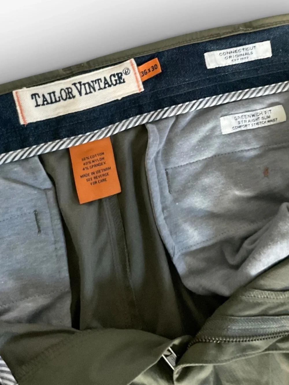 Tailor Vintage Olive Green Chinos